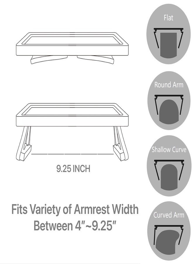 Xchouxer طاولة مشبك مسند ذراع الأريكة من إكستشوكسر، صينية وجبات خفيفة للتلفزيون، حامل عملي لأجهزة التحكم عن بعد/المشروبات/الهاتف (أسود) - Image 5