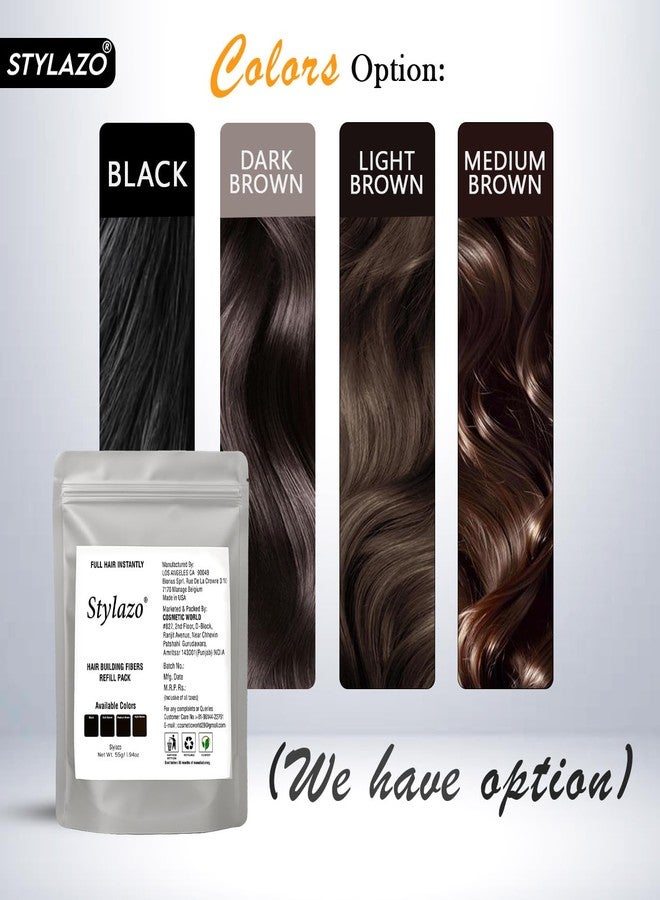 Stylazo Hair Loss concealer Refill Pack For All Karetin Protein Hair Fibers (55 Grams Dark Brown) - Image 4