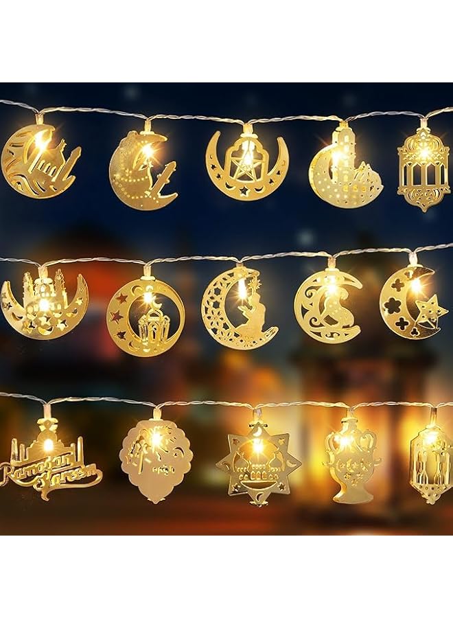 The Bros Eid Ramadan Decorations String Lights 10 LED- Crescent Moon Star Mosque Shaped LED Lights.Eid Decor for Muslim Islamic Home Garden Decor, Indoor Outdoor Party Supplies - Image 1