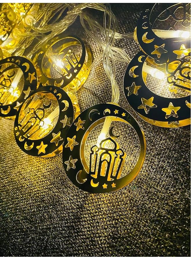 The Bros Eid Ramadan Decorations String Lights 10 LED- Crescent Moon Star Mosque Shaped LED Lights.Eid Decor for Muslim Islamic Home Garden Decor, Indoor Outdoor Party Supplies - Image 4