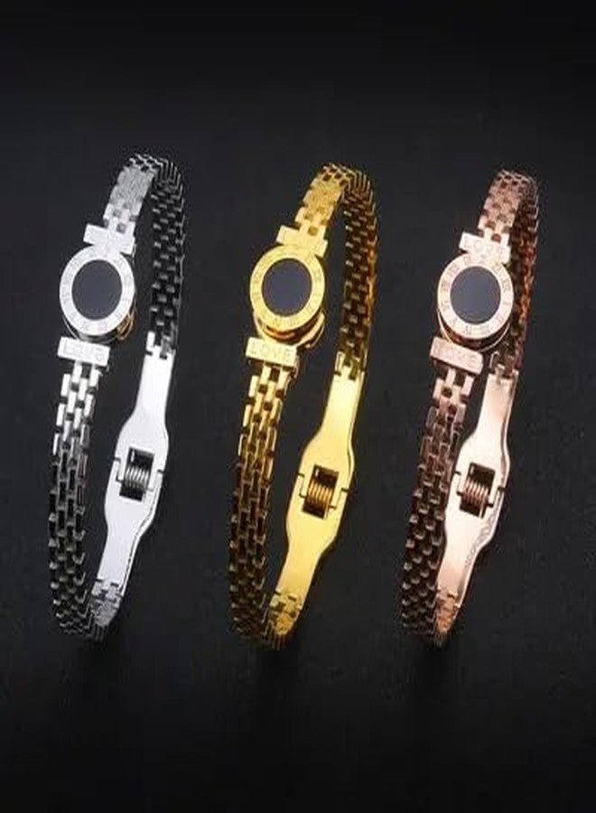 MEENAZ bracelet for woman combo 3 Bangles for women Anti Tarnish Stylish Adjustable Bracelet for girls rose gold Kada for Women Accessories Jewellery for Women Girls friendship crystal open kada 572 - Image 2