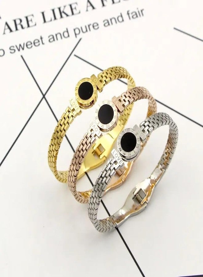 MEENAZ bracelet for woman combo 3 Bangles for women Anti Tarnish Stylish Adjustable Bracelet for girls rose gold Kada for Women Accessories Jewellery for Women Girls friendship crystal open kada 572 - Image 4