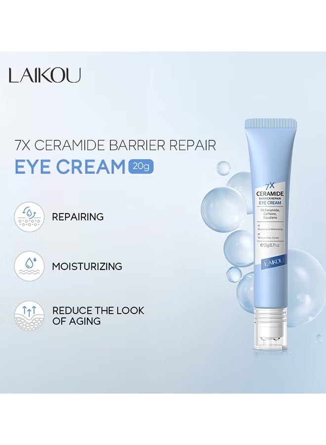 Laikou Ceramide Barrier Repair Eye Cream With Roller 20G, Hydrating Anti Aging, Eye Wrinkle Cream With Massage Head, Dark Circle Eye Cream For Women And Men, Eye Moisturizer For All Skin Type - Image 2