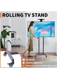 FlashHawk Mobile TV Stand for 32 to 55 inch TVs, Height Adjustable Portable TV Stand with Wheels and Tray for Audio-Visual Devices,Bedroom, Living Room  - Image 4