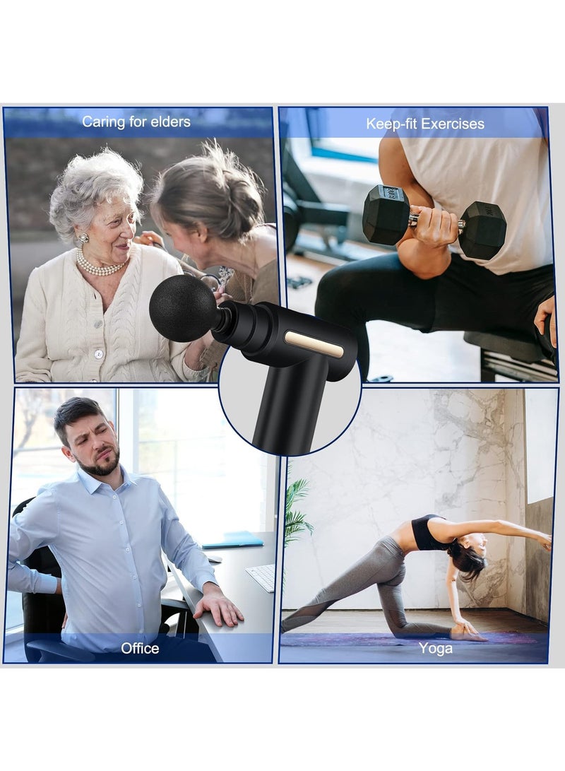 Loquat Mini Massage Gun, Portable 6 Speeds Muscle Massager Deep Tissue with 4 Massage Heads, Super Quiet Type-C Charging Percussion Massage Gun for Muscle Pain Stiffness Relief - Image 3