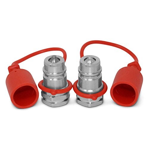 Summit Hydraulics 2 Pack - 1/2" Ag ISO 5675 Hydraulic Quick Connect Male Coupler, Poppet Valve, 1/2" NPT - Image 3