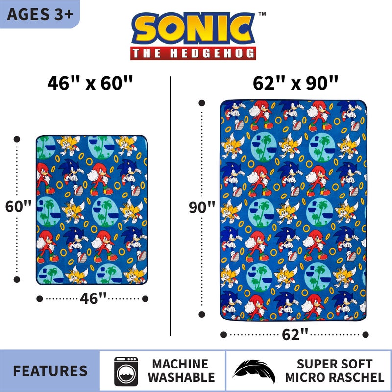 Franco Kids Bedding Super Soft Plush Throw Blanket, 46 in x 60 in, Sonic The Hedgehog, Anime - Image 4