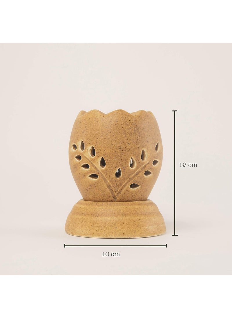 HS HINDUSTANI SAUDAGAR Hs Hindustani Saudagar Ceramic Cylendrical Shape Electric Aroma Oil Burner Mat FinishIndian Home Decor Regular Use Pollution Free Handmade Ceramic Electric TLight Lamp Incense Oil Diffuser  - Image 3