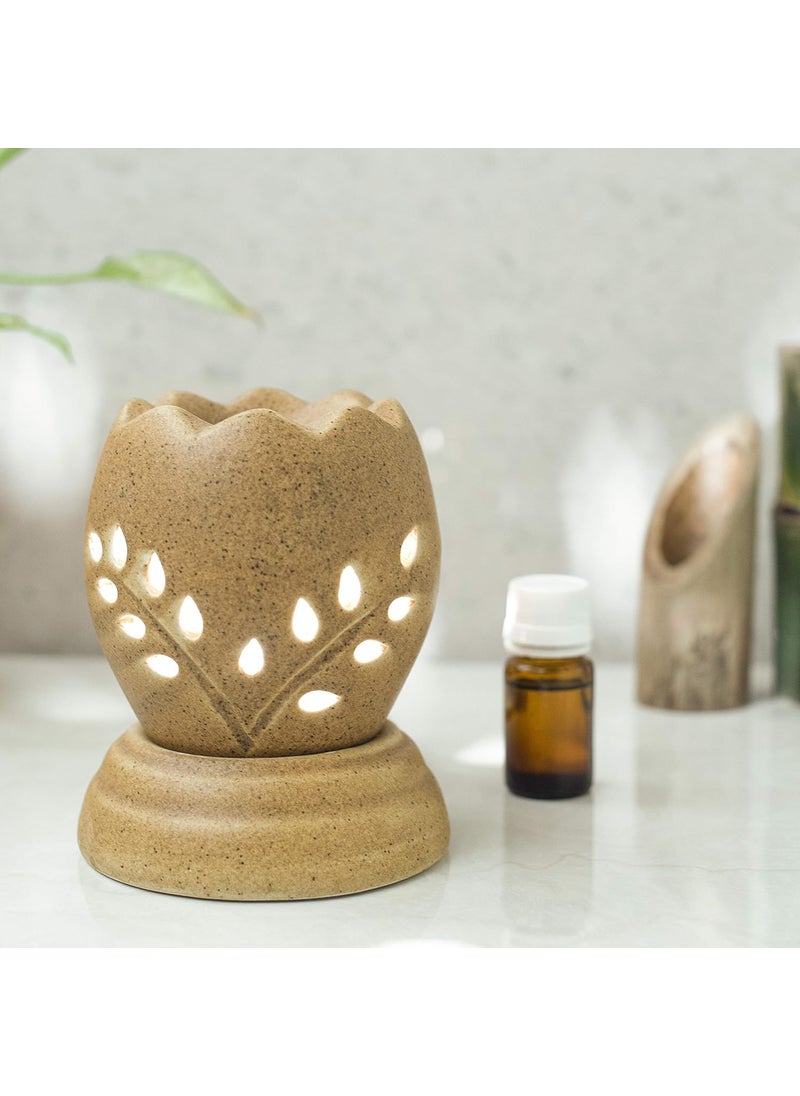 HS HINDUSTANI SAUDAGAR Hs Hindustani Saudagar Ceramic Cylendrical Shape Electric Aroma Oil Burner Mat FinishIndian Home Decor Regular Use Pollution Free Handmade Ceramic Electric TLight Lamp Incense Oil Diffuser  - Image 2