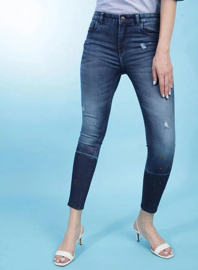 Freehand Freehand Women Blue Mid Rise Skinny Jeans with Light Distress