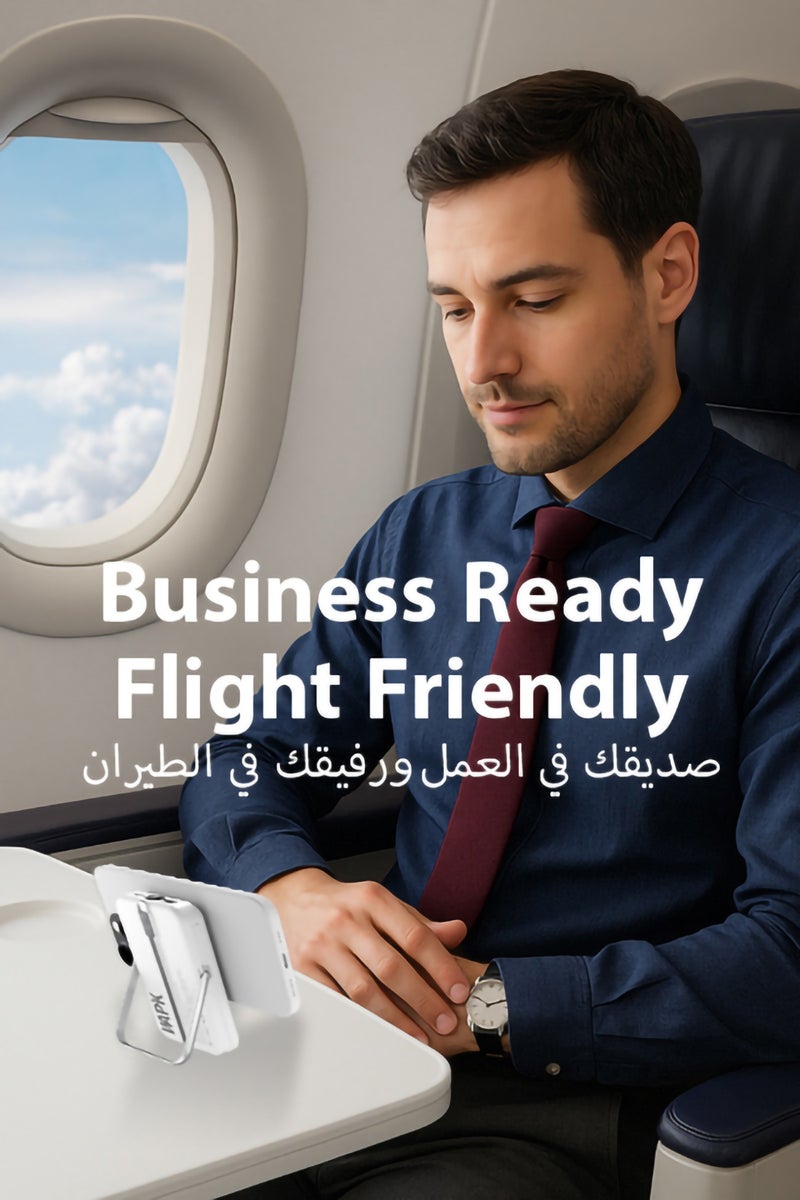 WAPIK Korean Brand M5 Magnetic Power Bank, 10,000mAh Foldable Wireless Portable Charger, 22.5W USB-C Fast Charging, Compatible with iPhone 16/15/14/13/12 Series, Built-in Type-C Cable – White - Image 2