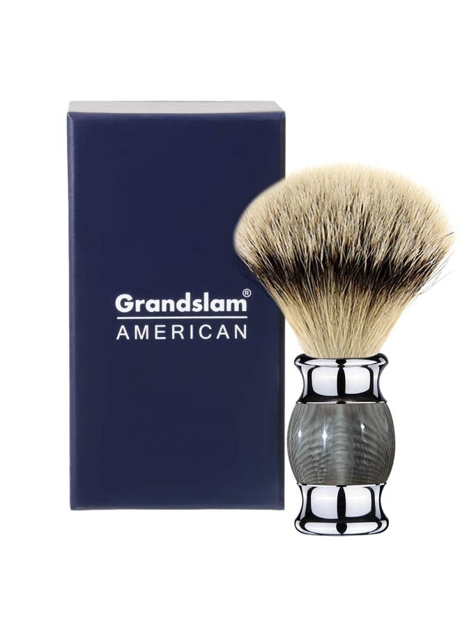 Grandslam Finest Badger Shaving Brush with Resin Handle- Engineered for the Best Shave of Your Life (Gray) - Image 1