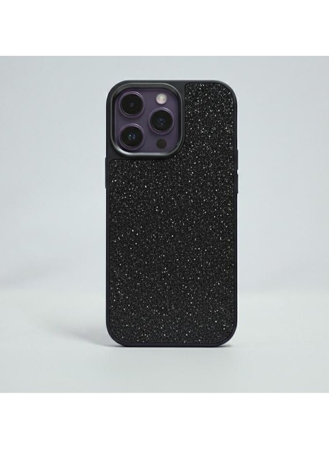 جراب حماية لامع من الألماس متوافق مع iPhone 14 Pro Max (أسود)