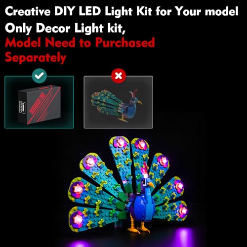 Vonado مجموعة إضاءة LED من VONADO متوافقة مع LEGO طاووس غريب 31157 مجموعة 3 في 1 لملحقات الإضاءة الإبداعية - Image 5