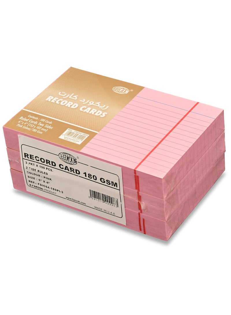 FIS® Record Cards, Size: 152.4x101.6mm, (6”x4” Inches), Paper Weight 180gsm, Single Ruled Both Sides,Packet of 3 Pieces, Pink Color-FSIC64-180PI-3 - Image 3