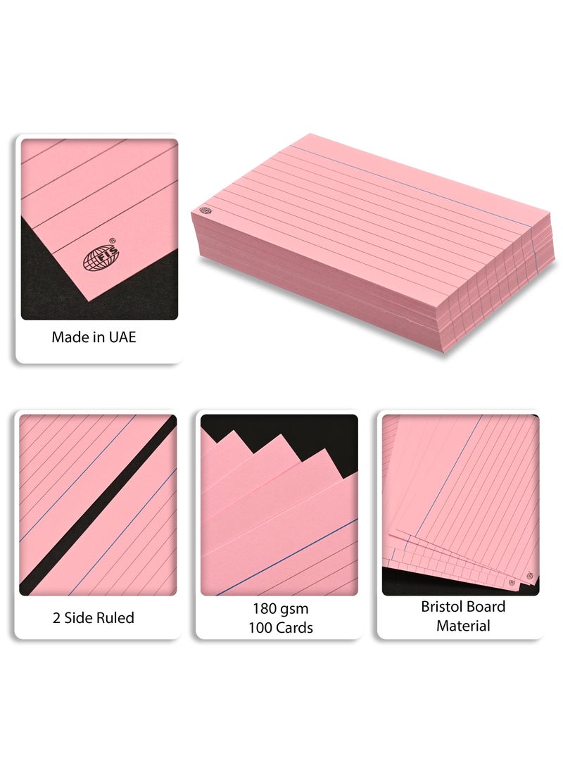 FIS® Record Cards, Size: 152.4x101.6mm, (6”x4” Inches), Paper Weight 180gsm, Single Ruled Both Sides,Packet of 3 Pieces, Pink Color-FSIC64-180PI-3 - Image 5