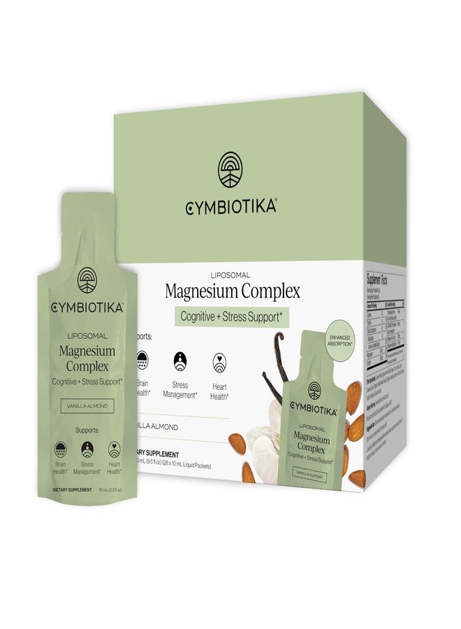 Cymbiotika Liposomal Magnesium Complex – Promotes Relaxation, Restful Sleep, and Heart & Brain Health – Highly Absorbable 3-in-1 Formula – Vanilla Almond, 10 mL Pouches (28 Count) - Image 1