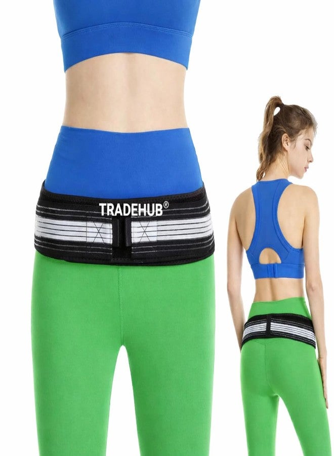 Tradehub® Lower Back Support Brace Sacral Belt for Men and Women, Anti-Slip Sciatica Pain Relief, Sacroiliac SI Joint Hip Pelvic Belt, Regular Size, Black - Image 1