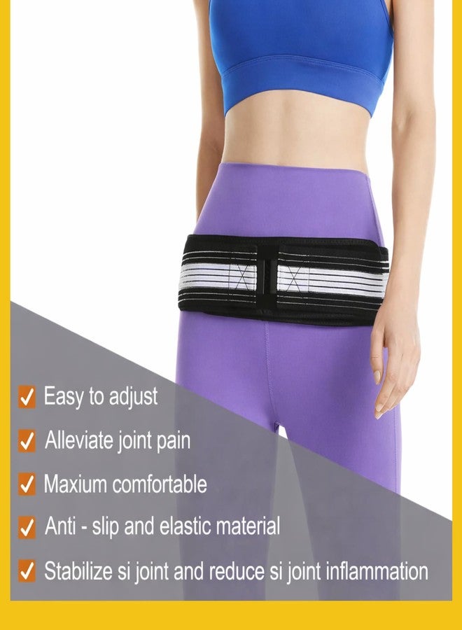 Tradehub® Lower Back Support Brace Sacral Belt for Men and Women, Anti-Slip Sciatica Pain Relief, Sacroiliac SI Joint Hip Pelvic Belt, Regular Size, Black - Image 2