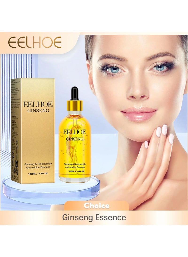 EELHOE Ginseng，Ginseng And Niacinamide Anti-Wrinkle Essence, Ginseng Anti Ageing Serum For Women, Fade The Eyes Of Fine Lines And Lines, Tighten The Face, Moisturize The Skin Essence-100ml - Image 2