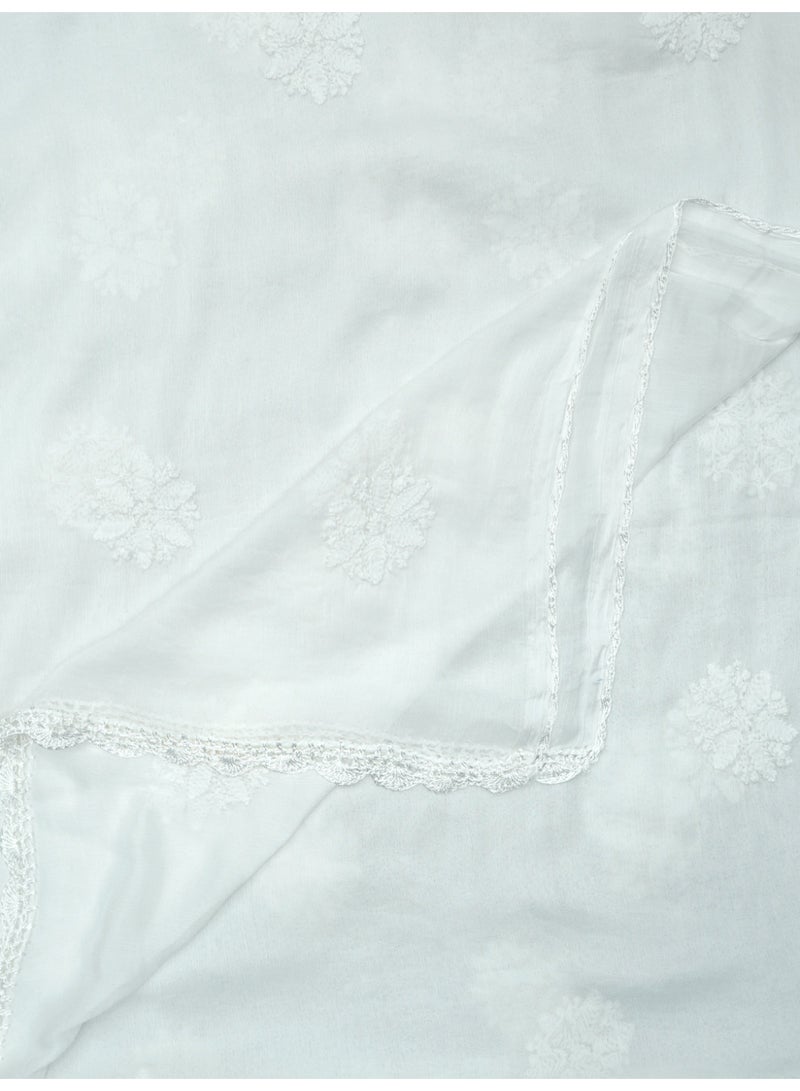 Alaya Chikankari Hand Embroidered Chiffon Dupatta-AL4091 - Image 3