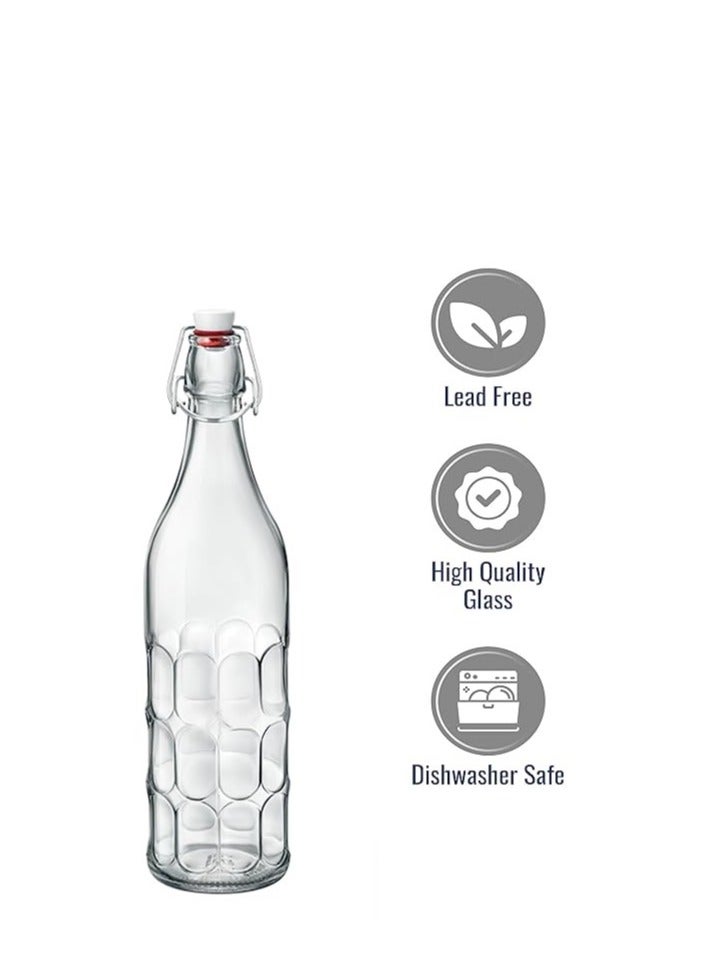 هوم زون مجموعة من 4 قطع زجاجة زجاجية للزيت والماء والخل قابلة لاعادة الاستخدام ضمن مع غطاء متحرك، 1 لتر - Image 4