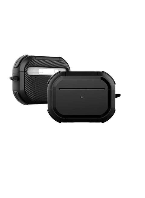 over Case Compatible for AirPods 3 Black Color - Eggshell Protective Case with Button Lock & Metal Keychain | (Only Cover)