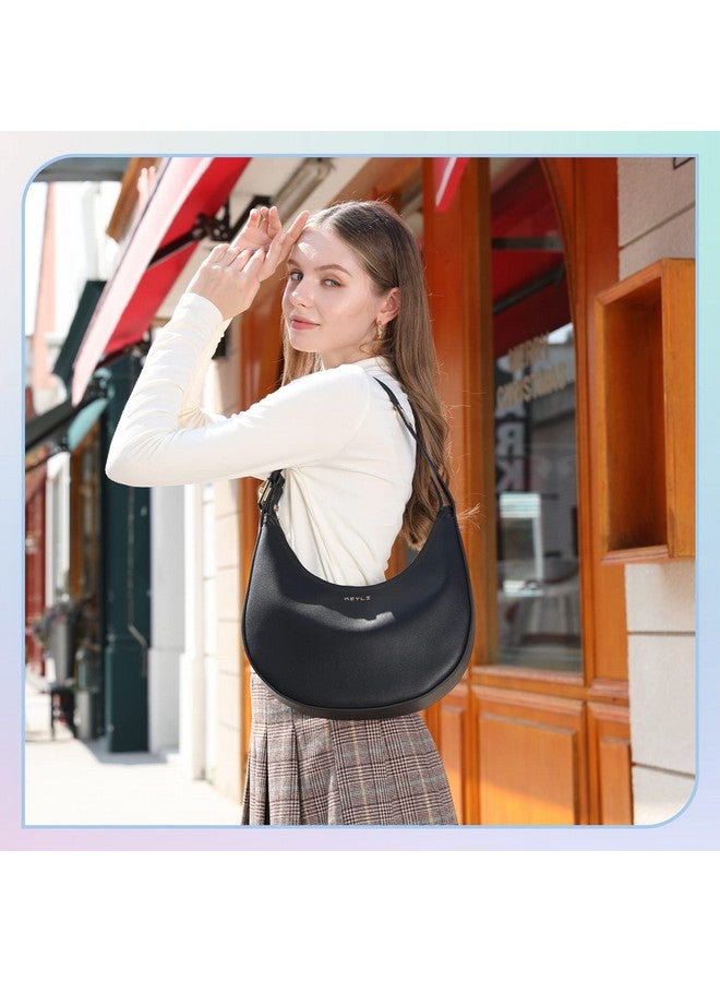 حقيبة يد نسائية صغيرة مقاومة للماء من الجلد من Keyli، حقيبة يد عصرية بسحاب علوي وحزام قابل للتعديل، لون أسود - Image 1