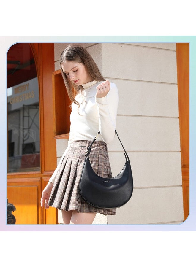 حقيبة يد نسائية صغيرة مقاومة للماء من الجلد من Keyli، حقيبة يد عصرية بسحاب علوي وحزام قابل للتعديل، لون أسود - Image 2