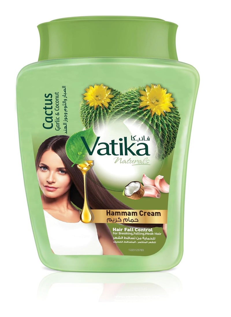 VATIKA Vatika Naturals Hair Fall Control Cream Bath, 450g with Garlic, Aloe Vera & Coconut Strengthens and Nourishes Weak Hair 