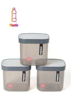 NAYASA Fusion Plastic Food Storage Containers for Kitchen Set Of 3 Pieces Grey 550 Ml  - Image 1