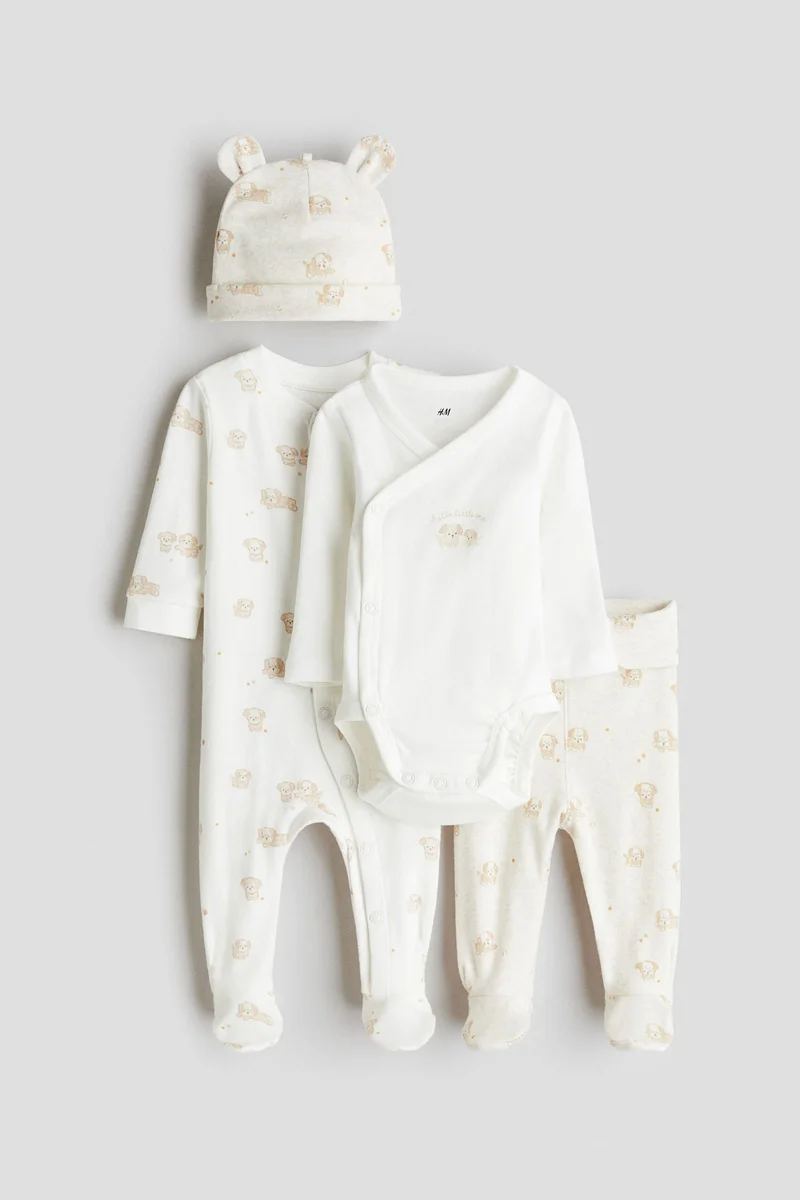 اتش اند ام طقم هدية من الجيرسيه القطني - 4 قطع