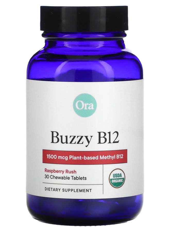 Ora Buzzy B12 Raspberry Rush 1500 mcg 30 Chewable Tablets - Image 1