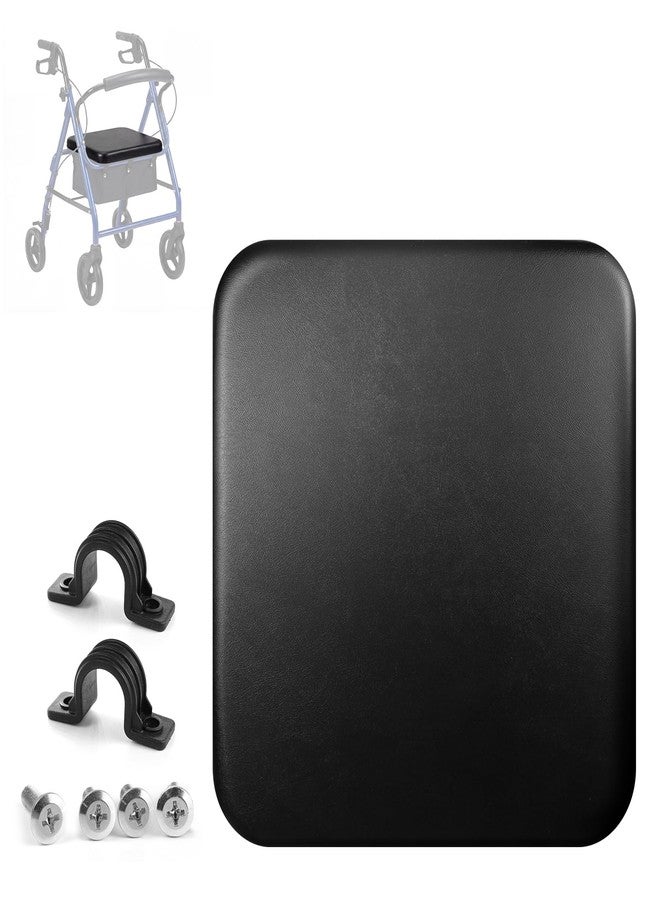 Zantle Rollator Walker Seat Cushion Replacement, 13.39" x 12.6" Padded Waterproof Seat with Brackets & Screws, Replacement Seat for Standard Rollators, High-Elastic Foam, Easy Installation - Black - Image 1