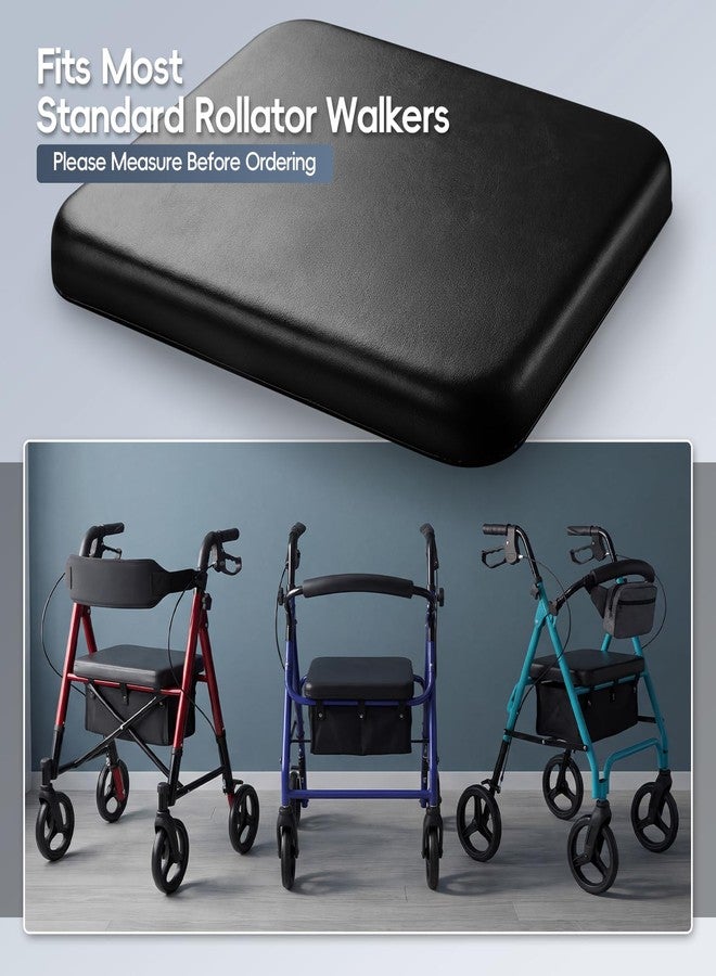 Zantle Rollator Walker Seat Cushion Replacement, 13.39" x 12.6" Padded Waterproof Seat with Brackets & Screws, Replacement Seat for Standard Rollators, High-Elastic Foam, Easy Installation - Black - Image 5