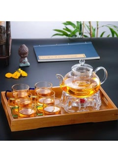 GGEROU Glass Teapot 600ml  Glass Borosilicate Tea Maker with Tea Filter Heat Resistant and Microwave Resistant for Black Tea Green Tea Fruit Tea Scented Tea Tea Bag Loose Tea Filter  - Image 4