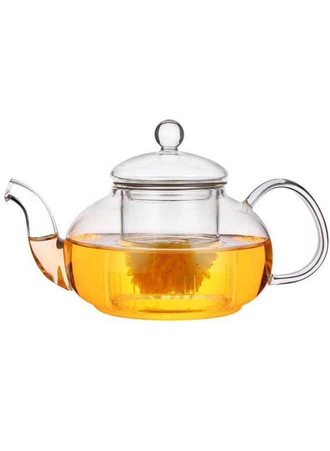 GGEROU Glass Teapot 600ml  Glass Borosilicate Tea Maker with Tea Filter Heat Resistant and Microwave Resistant for Black Tea Green Tea Fruit Tea Scented Tea Tea Bag Loose Tea Filter - Image 5