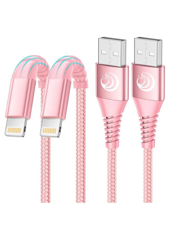 Aioneus Phone Cable Fast Charging Nylon Braided Charger Cord 6 Feet Pink - Image 1