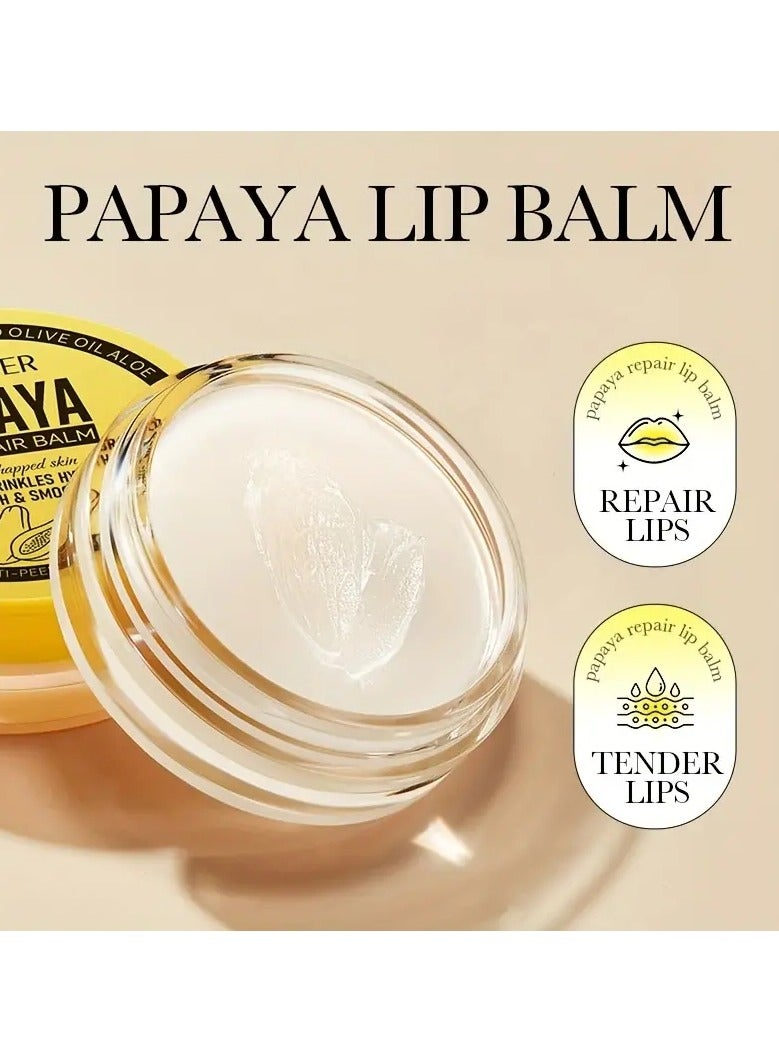 Papaya Lip Balm Smoothing Wrinkles Hydrated Moisturizing  Smooth Nourishing Skin Lip Balm Day And Night Repair Lip - Image 4
