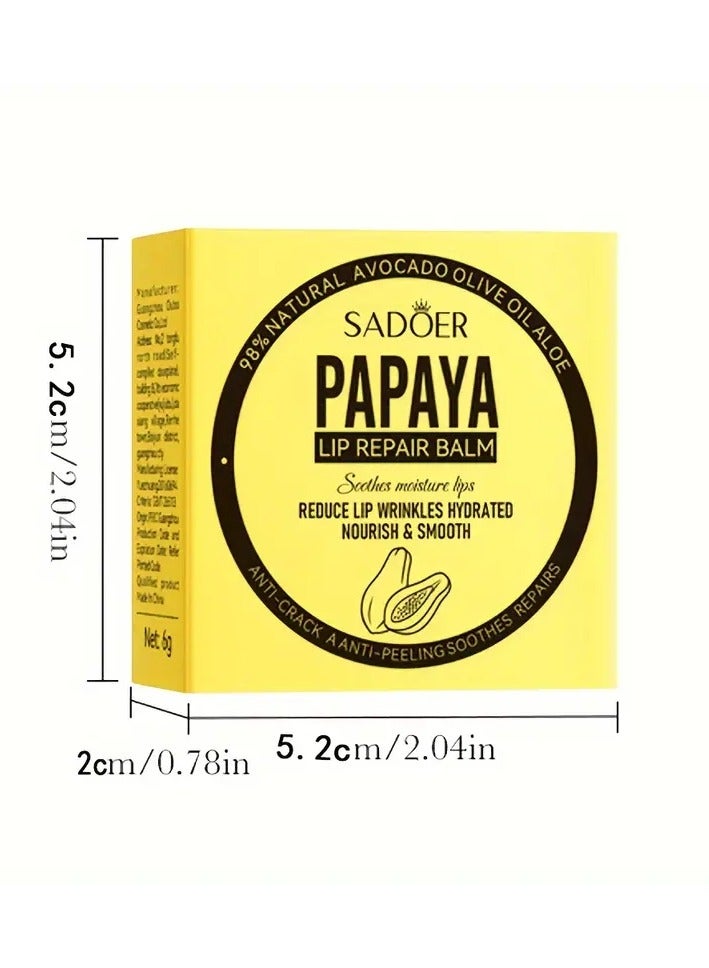 Papaya Lip Balm Smoothing Wrinkles Hydrated Moisturizing  Smooth Nourishing Skin Lip Balm Day And Night Repair Lip - Image 3