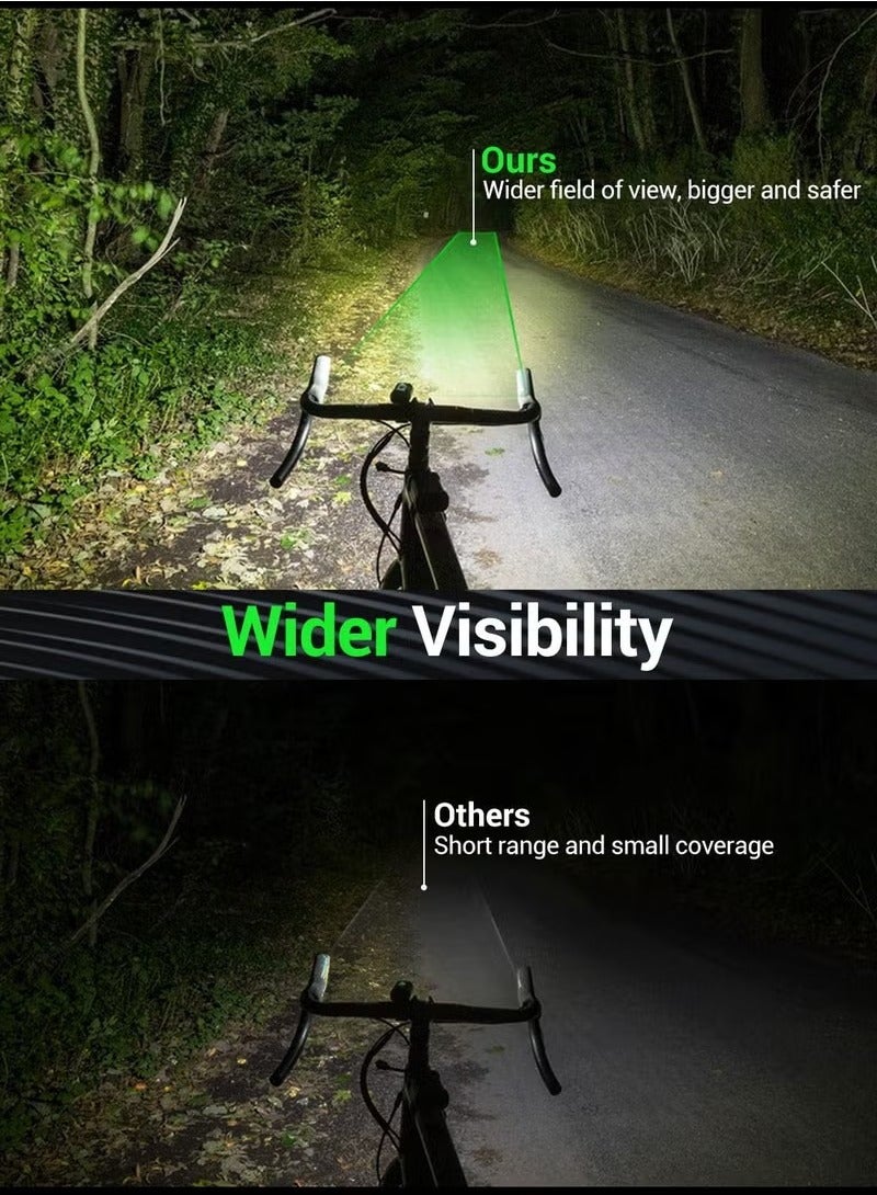 كيلا مصباح دراجة، مصباح دراجة فائق السطوع، عالي اللومن، مجموعة مصابيح أمامية وخلفية قابلة لإعادة الشحن عبر USB، 6+4 أوضاع، مصباح أمان أمامي وخلفي مقاوم للماء، مناسب للطرق والجبال وركوب الدراجات الليلية. - Image 2
