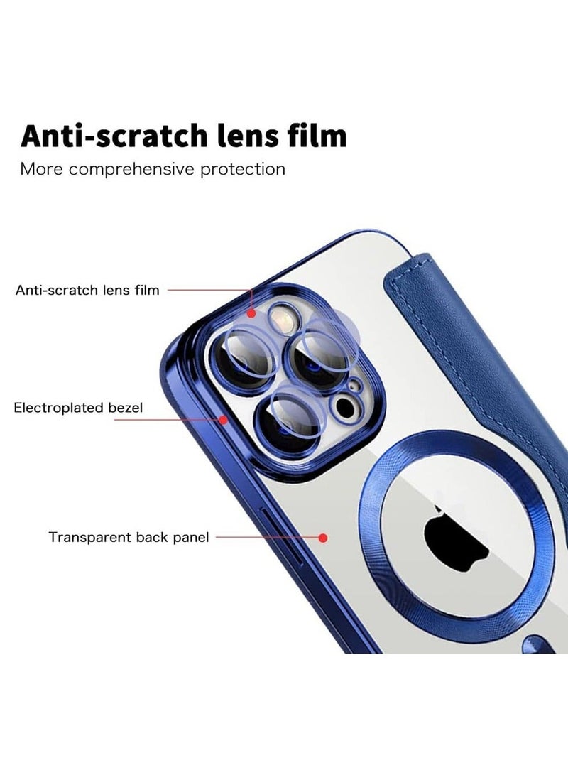 TEAM LUXURY iPhone 15 ProMax Case Cover Wallet Compatible with Magsafe Magnetic Shockproof Translucent Back Slim Full Camera Lens Screen Protective Flip Protector with Card Slot Leather Cover for iPhone 15 ProMax - Image 5