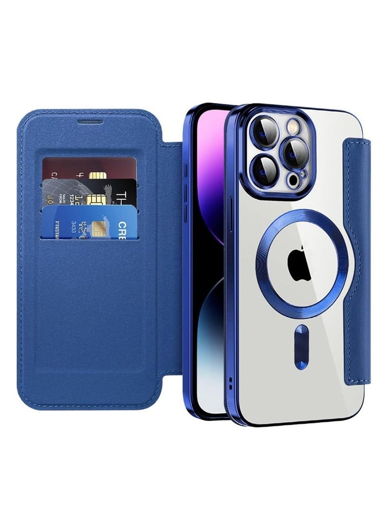 TEAM LUXURY iPhone 15 ProMax Case Cover Wallet Compatible with Magsafe Magnetic Shockproof Translucent Back Slim Full Camera Lens Screen Protective Flip Protector with Card Slot Leather Cover for iPhone 15 ProMax - Image 2