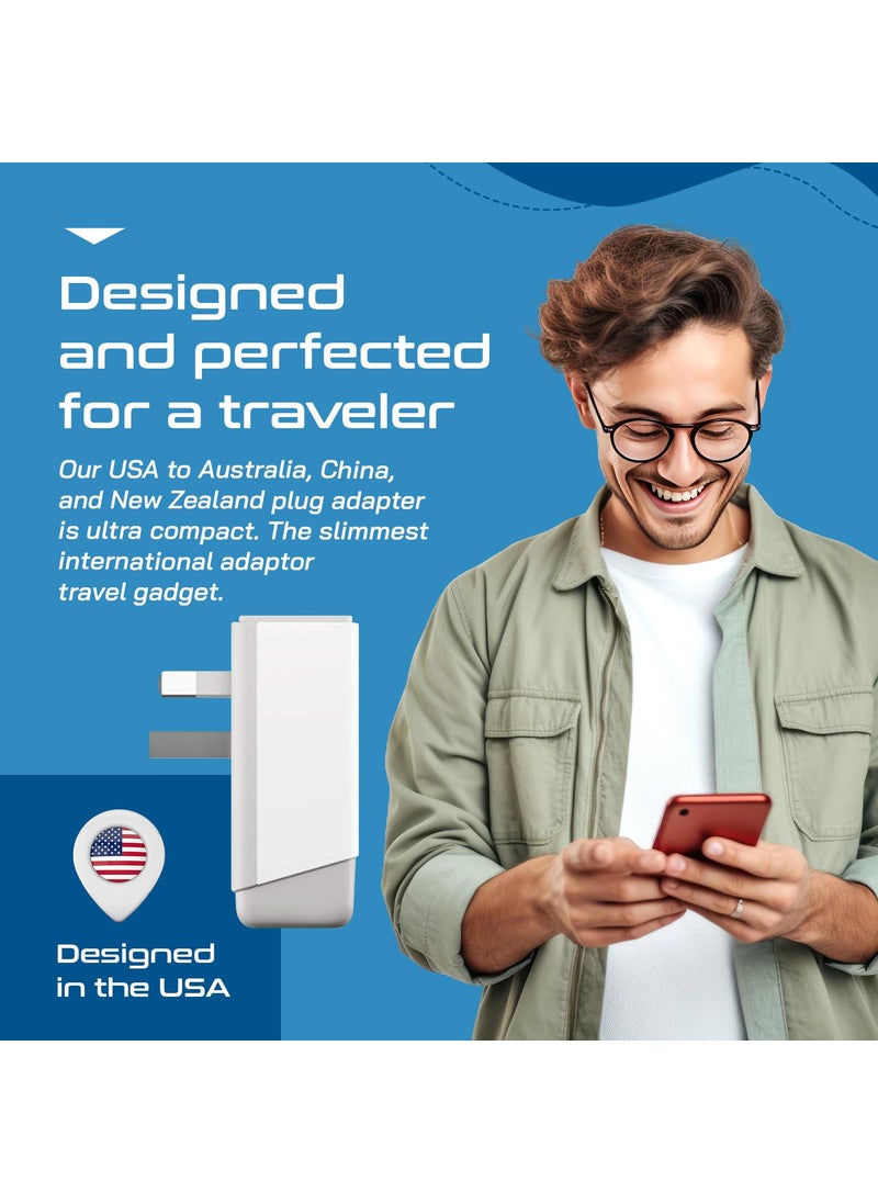 Ceptics Ceptics Australia China New Zealand Power Plug Adapter, QC 3.0 & PD - Safe Dual USB & USB-C - 2 USA Socket for USA to Australian New Zealand Fiji Argentina, Type I AP-16 Fast Charging  - Image 4