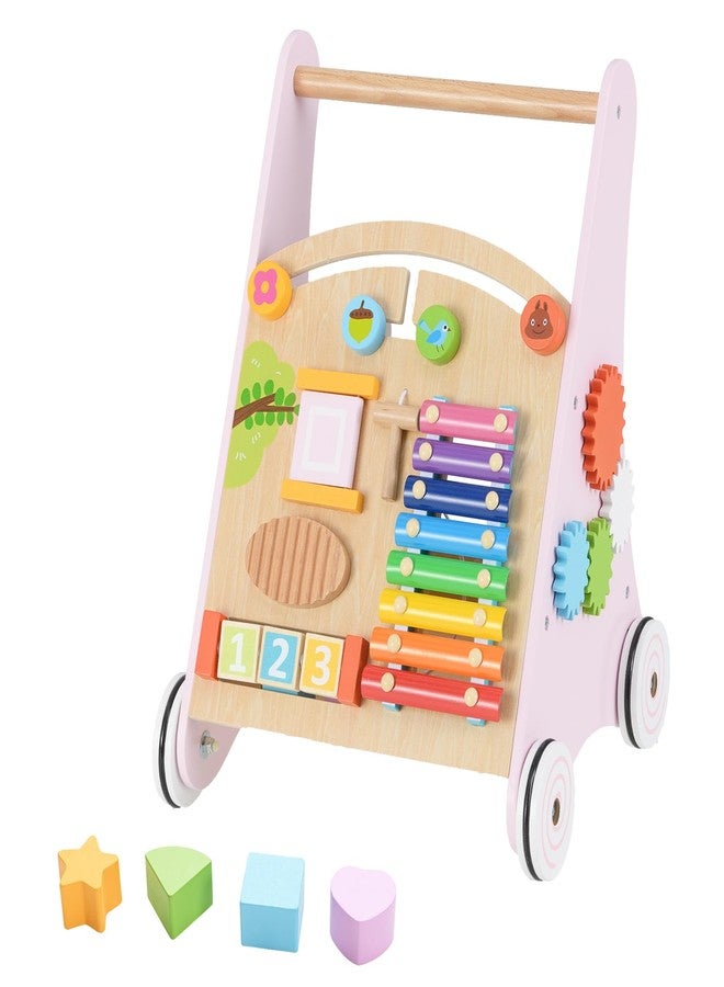INFANS Wooden Baby Walker, Montessori Walker with Multiple Activity Toys, Storage, Push Walker Toys for Infant Learning to Walk, Sit to Stand Walker for Boys Girls - Image 1
