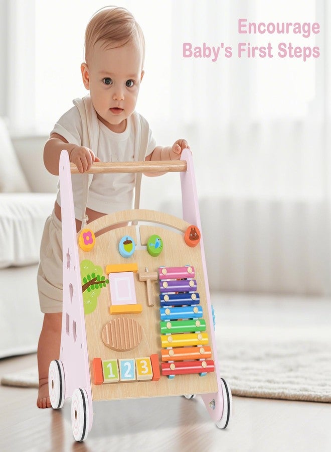 INFANS Wooden Baby Walker, Montessori Walker with Multiple Activity Toys, Storage, Push Walker Toys for Infant Learning to Walk, Sit to Stand Walker for Boys Girls - Image 3