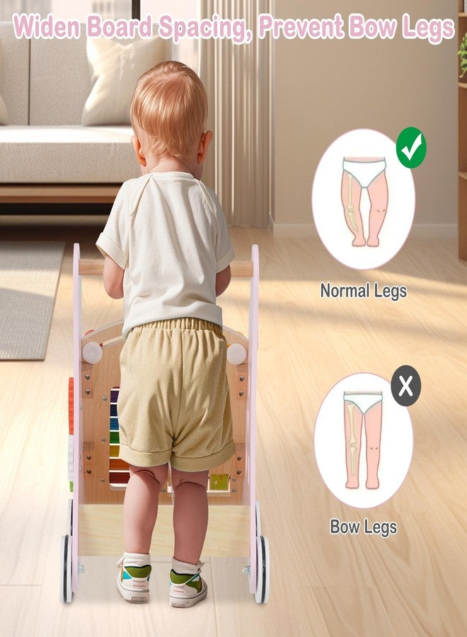 INFANS Wooden Baby Walker, Montessori Walker with Multiple Activity Toys, Storage, Push Walker Toys for Infant Learning to Walk, Sit to Stand Walker for Boys Girls - Image 4