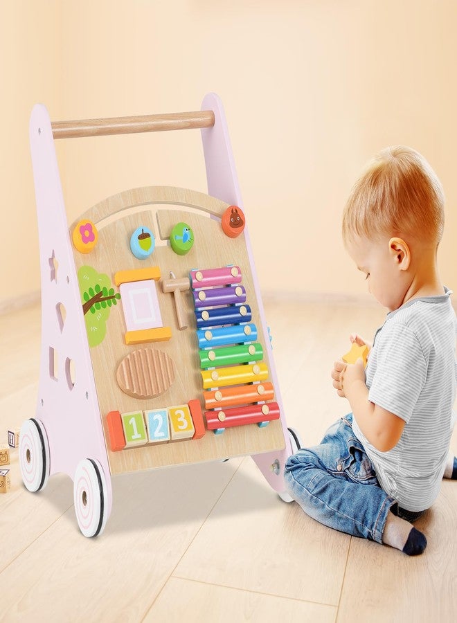INFANS Wooden Baby Walker, Montessori Walker with Multiple Activity Toys, Storage, Push Walker Toys for Infant Learning to Walk, Sit to Stand Walker for Boys Girls - Image 2