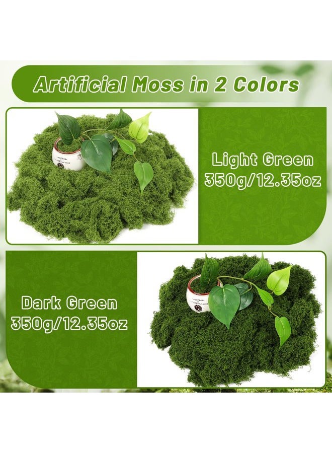 Jollidecor 1.54 LB Fake Moss for Crafts, Artificial Decorative Light Green and Dark Green Faux Moss DIY Fairy Garden Decor for Indoor Decor - Image 3