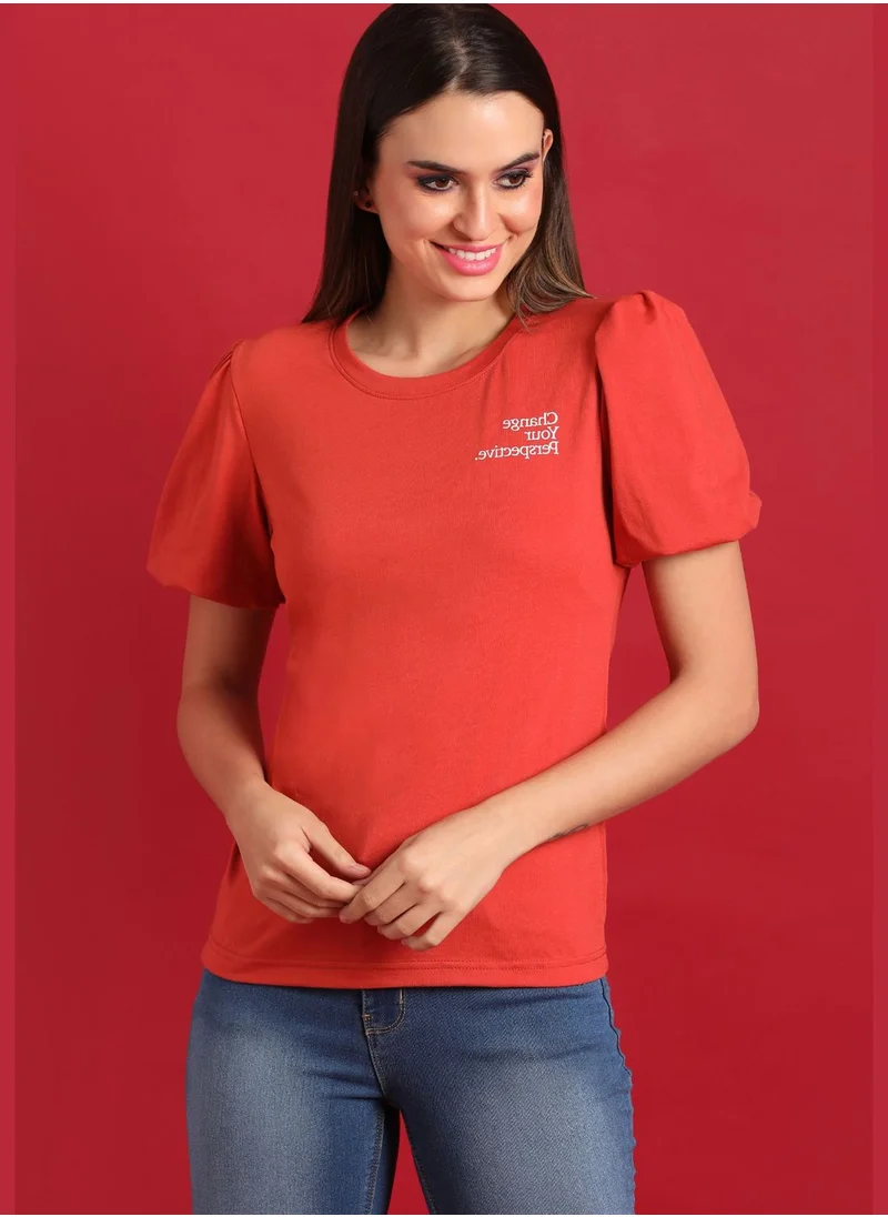 Campus Sutra Round Neck Blouse
